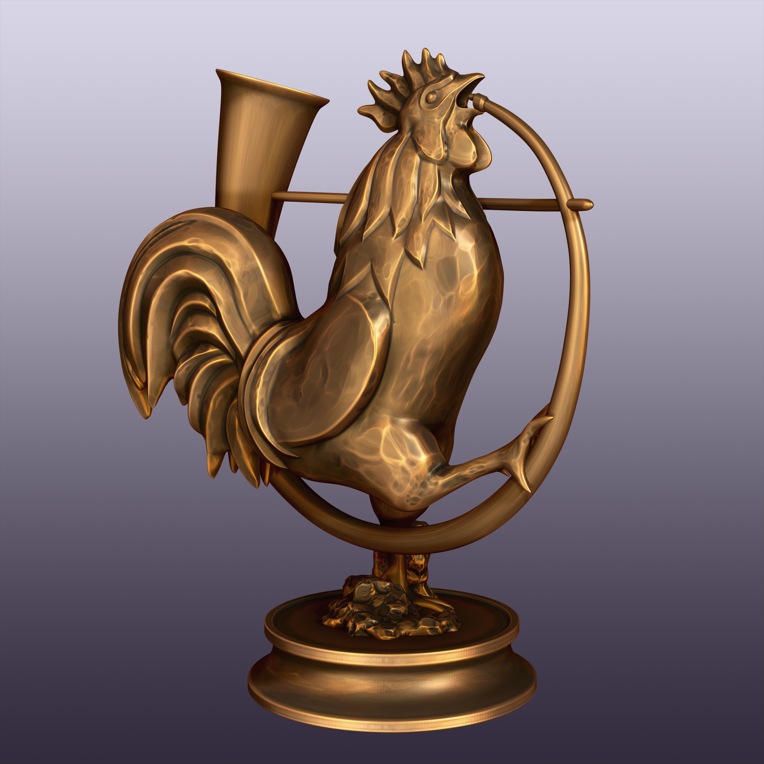 Rooster bronze render